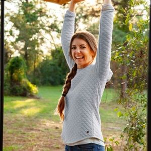 Orvis Blue Quilted Crewneck Sweatshirt